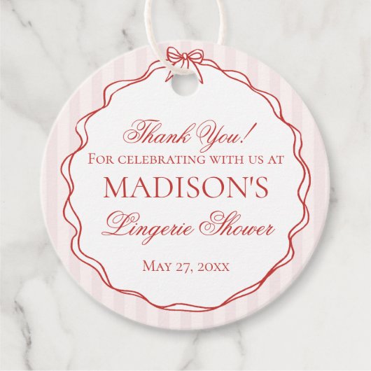 Rosa & Rote Herz Wäsche Dusche Unterwäsche Party Geschenkanhänger (Vorderseite)