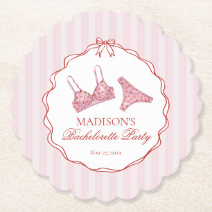 Rosa & Rote Herz Wäsche Junggesellinnenabschied Untersetzer