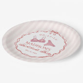 Rosa & Rote Herz Wäsche Junggesellinnenabschiedspa Pappteller (Schrägansicht)