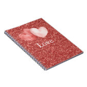 Rosa rote Herzballons Glitter Notizblock (Rechte Seite)