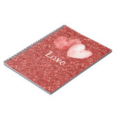 Rosa rote Herzballons Glitter Notizblock (Linke Seite)