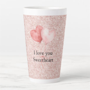 Rosa rote Herzballons Glitter Sweetheart Milchtasse