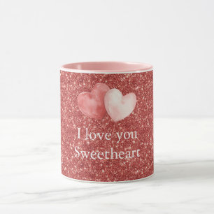 Rosa rote Herzballons Glitter Sweetheart Tasse