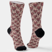 Rosa rote Herzen Creme Socken (Gewinkelt)