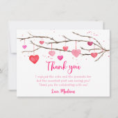 Rosa Rote Herzen Geburtstag Dankeskarte (Vorderseite)