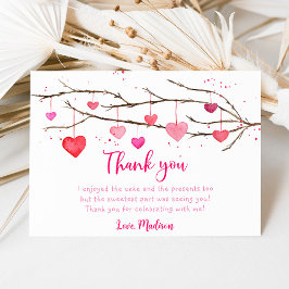 Rosa Rote Herzen Geburtstag Dankeskarte