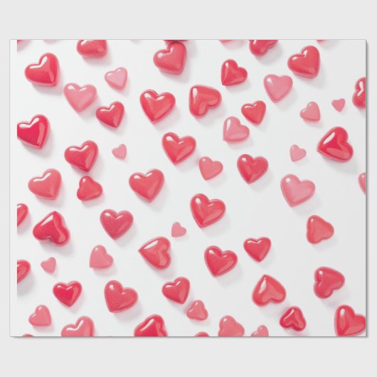 rosa rote Herzen Geschenkpapier (Flach)