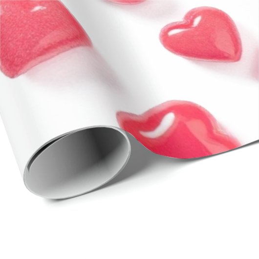 rosa rote Herzen Geschenkpapier (Rolleneckpunkt)