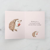 Rosa Rote Herzen Igel Geburtstag Karte (Innenseite)