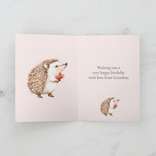 Rosa Rote Herzen Igel Geburtstag Karte (Innenseite)