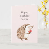 Rosa Rote Herzen Igel Geburtstag Karte (Gelbe Blume)