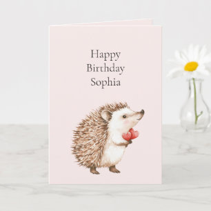 Rosa Rote Herzen Igel Geburtstag Karte