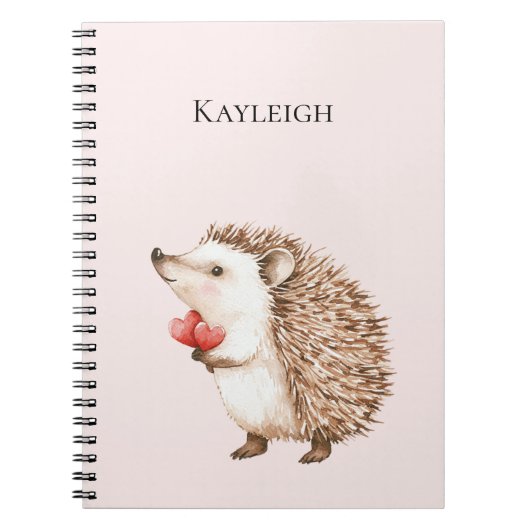 Rosa Rote Herzen Igel Notizblock (Vorderseite)