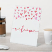 Rosa rote Herzen Mini Begrüßungtisch Party Signatu Sockelschild (In SItu)