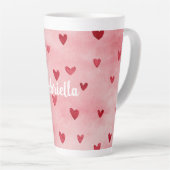 Rosa rote Herzen Name Milchtasse (Rechte Ecke)