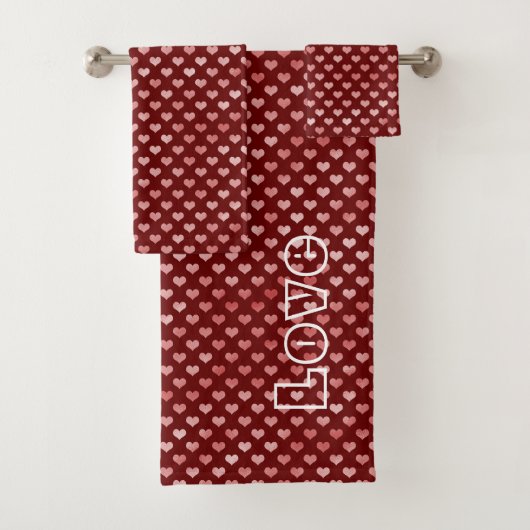 Rosa Rote Herzen Ombre Badhandtuch Set (Insitu)