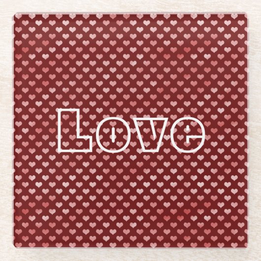 Rosa Rote Herzen Ombre Glasuntersetzer (Vorderseite)