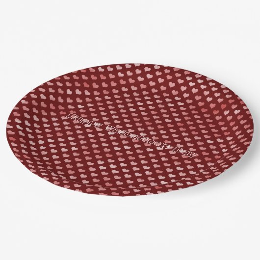 Rosa Rote Herzen Ombre Pappteller (Schrägansicht)