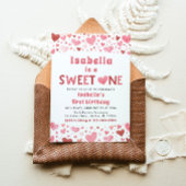 Rosa rote Herzen Süß Ein Valentine Erster Geburtst Einladung