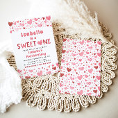 Rosa rote Herzen Süß Ein Valentine Erster Geburtst Einladung