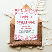 Rosa rote Herzen Süß Ein Valentine Erster Geburtst Einladung