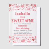 Rosa rote Herzen Süß Ein Valentine Erster Geburtst Pergament Einladungen (Versetzt)