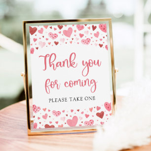 Rosa rote Herzen Valentine Danke, dass du gekommen Poster