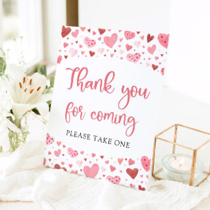 Rosa rote Herzen Valentine Danke, dass du gekommen Sockelschild
