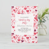 Rosa Rote Herzen Valentinstag Party Einladung (Stehend Vorderseite)