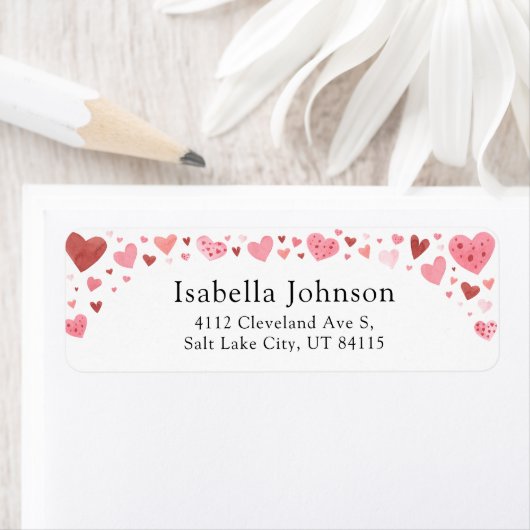 Rosa Rote Herzen Valentinstag Rücksendeadresse (Insitu)