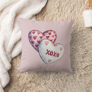 Rosa rote Herzen XOXO Kissen