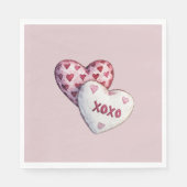 Rosa rote Herzen XOXO Serviette (Vorderseite)