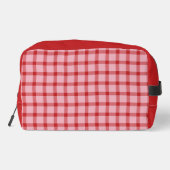 Rosa + rote karierte Brautjungfer Waschbeutel (Rückseite)