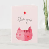 Rosa Rote Katzen Liebe Sie Karte (Vorderseite)