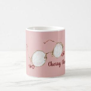 Rosa rote Kirschanhänger-Brille Kaffeetasse