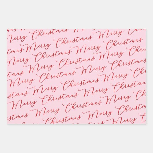 Rosa rote, klassische Streifen Geschenkpapier Set (Vorderseite)