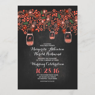 Rosa rote Leuchten Mason Glas Tafel Hochzeit Einladung