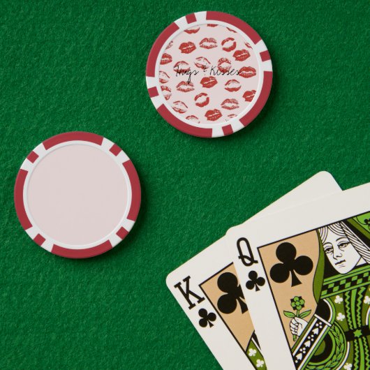 Rosa rote Lippen küssen Pokerchips (Pokertisch (doppelt))