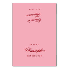 Rosa rote minimalistische romantische Hochzeitspla Tischnummer