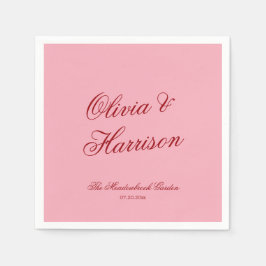 Rosa rote minimalistische romantische Hochzeitsser Serviette