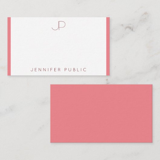 Rosa rote Minimalistische Vorlage für Monogramm (Vorne/Hinten)