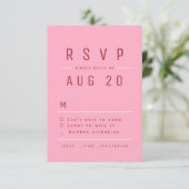 Rosa Rote Moderne Chic Einfache Typografie Hochzei RSVP Karte (Stehend Vorderseite)