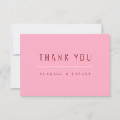 Rosa Rote Moderne Chic Typografie Einfach Dankeskarte (Vorderseite)