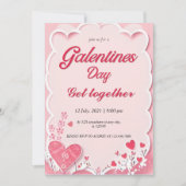 Rosa Rote Moderne Galentinstag Einladung (Vorderseite)