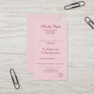 Rosa rote moderne Mix-and-Match-Hochzeits-RSVP-Kar Visitenkarte