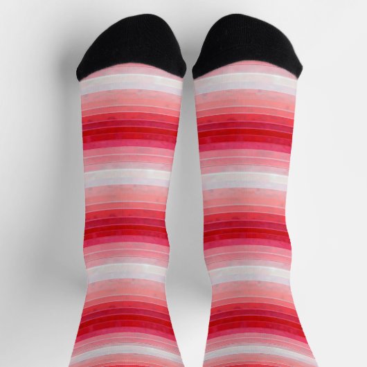 Rosa rote Ombre Streifen Socken (Oben)