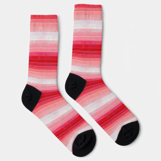 Rosa rote Ombre Streifen Socken (Rechts)