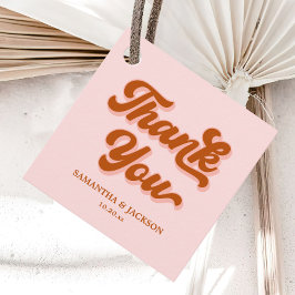 Rosa Rote Orange Retro 70er Groovy Geschenkanhänger