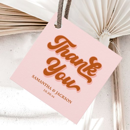 Rosa Rote Orange Retro 70er Groovy Geschenkanhänger