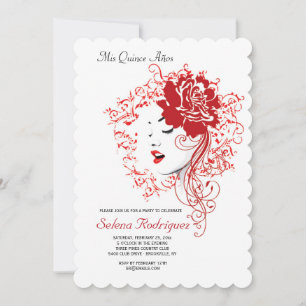 Rosa-rote Quinceañera-Einladung Einladung